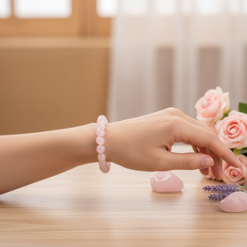 natural rose quartz bracelet