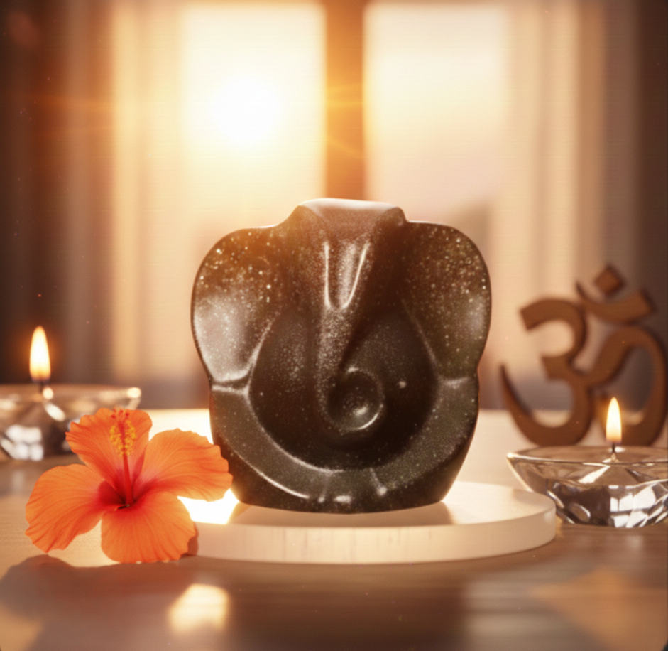 Pyrite Ganesha With Selenite Disc - Image 2