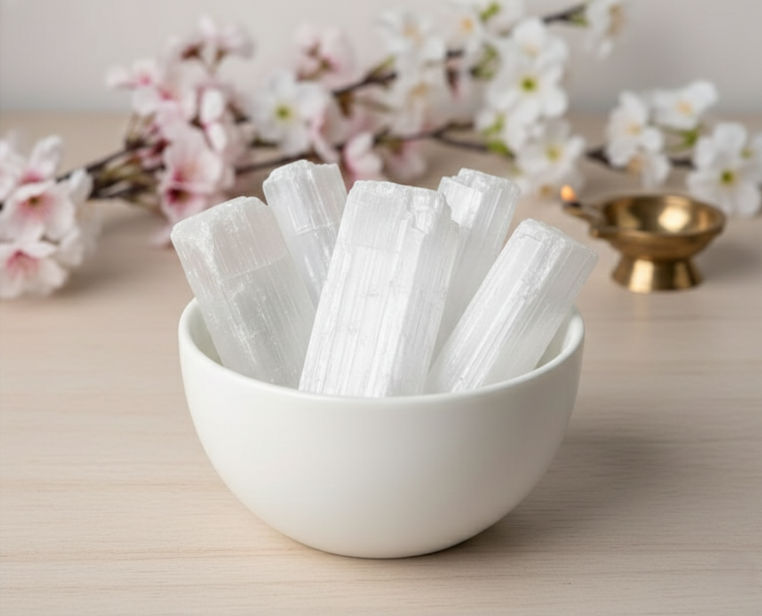 selenite raw stones