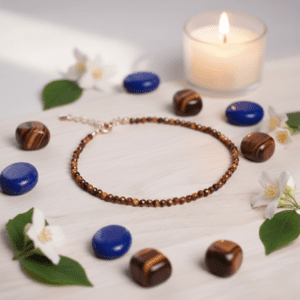 Handcrafted Tiger Eye anklet for courage, grounding, and protection